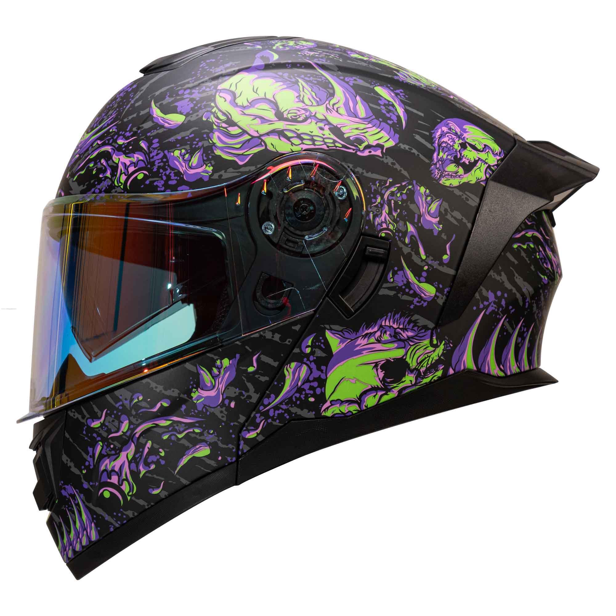 Casco Abatible R7 RACING Alfa con Led Doble Mica Dot XL Animal (MICA Premium Night VISION)