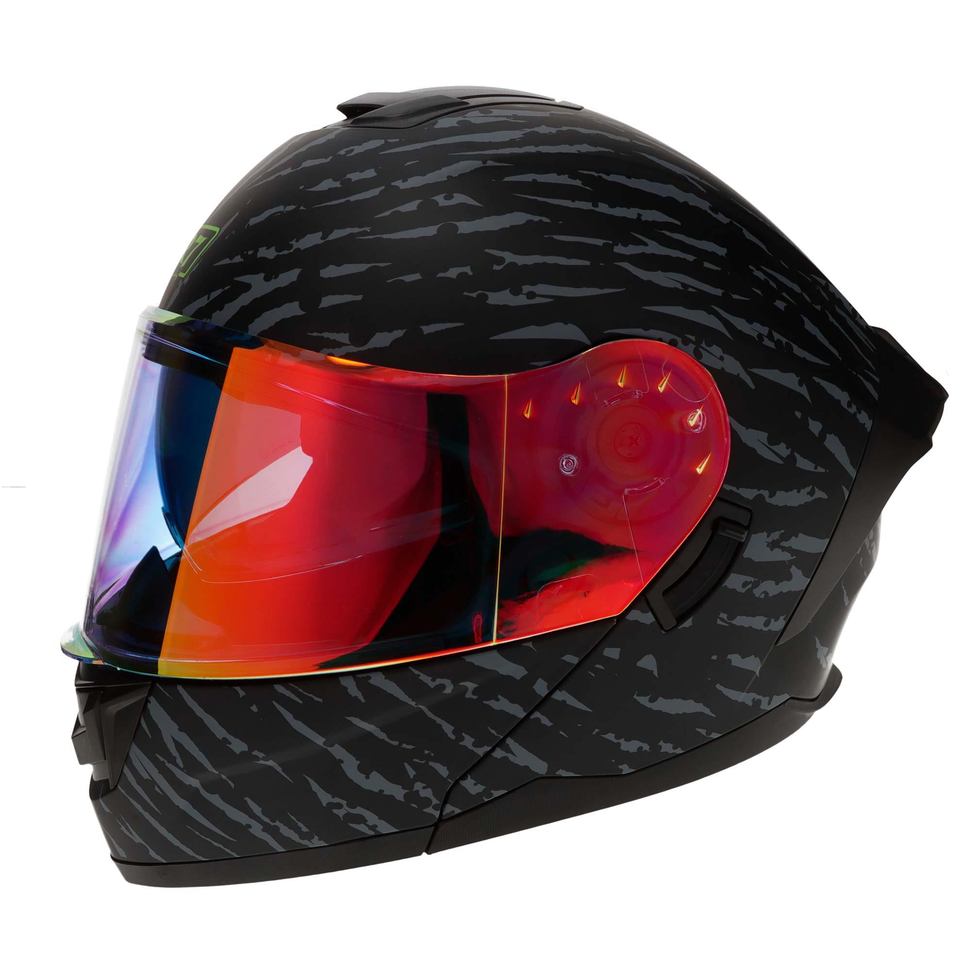 Casco Abatible R7 RACING Alfa con Led Doble Mica Dot L ANIMAL-TEXTURA (MICA Premium Night VISION)