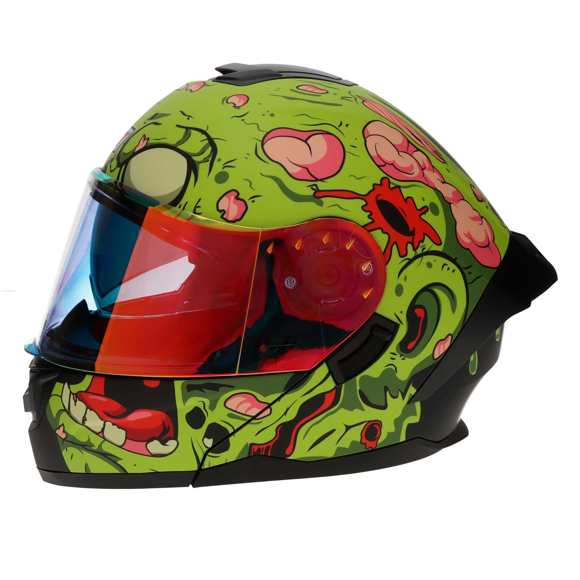 Casco Abatible R7 RACING Alfa con Led Doble Mica Dot XL Zombie (MICA Premium Night VISION)