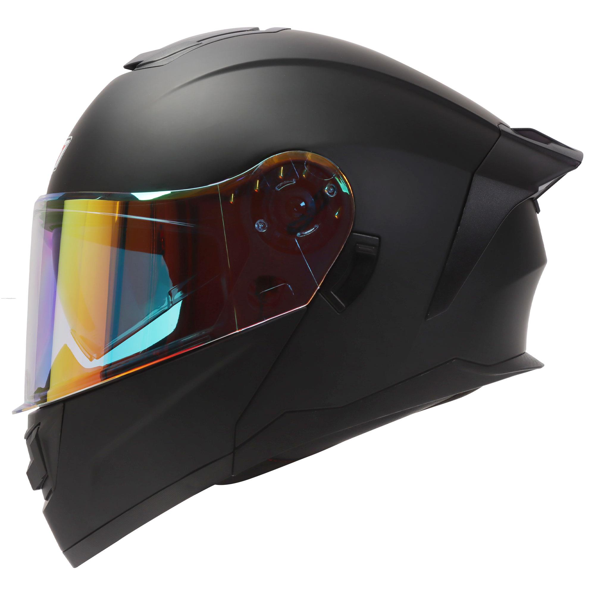 Casco Abatible R7 RACING Alfa con Led Doble Mica Dot S Ngo Mate (MICA Premium Night VISION)