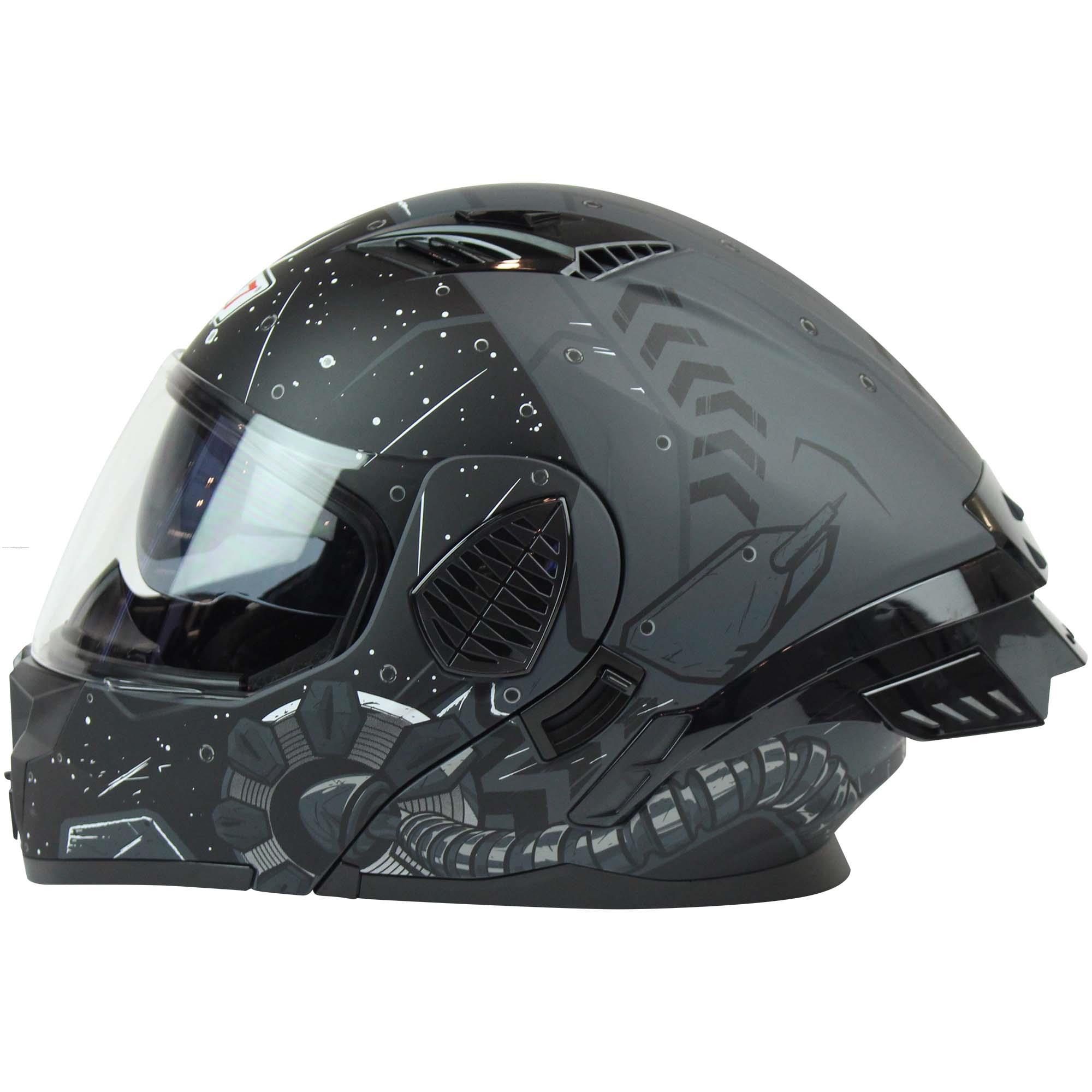 Casco Abatible R7 RACING Shell Doble Mica Dot L Negro Grafico
