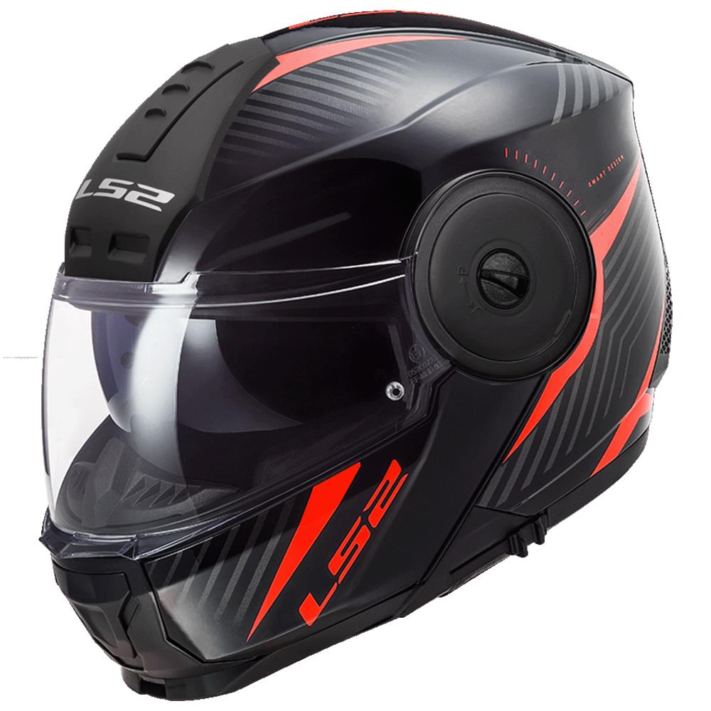 Casco Abatible LS2 Scope II Skid NGO/ROJ FF902 sin Pinlock