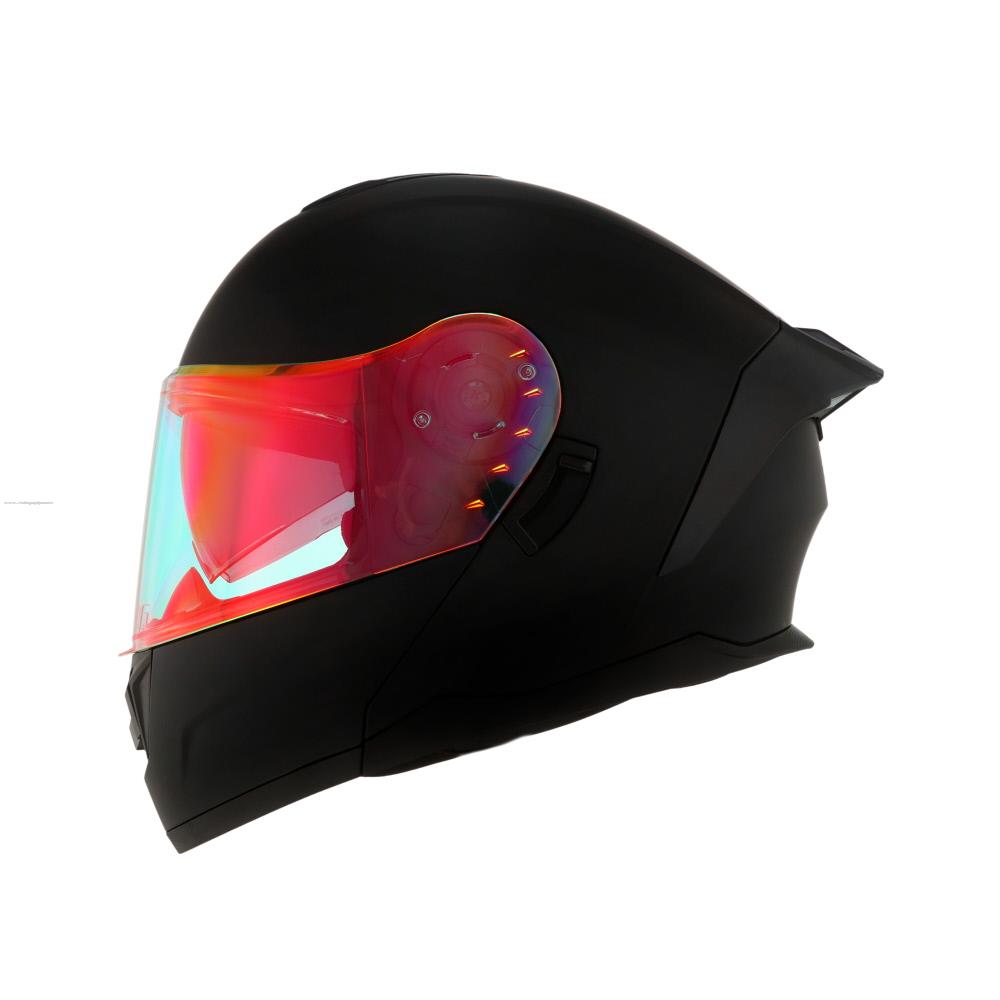Casco Abatible R7 RACING Alfa con Led Doble Mica Dot XS Ngo Mate (MICA Premium Night VISION)