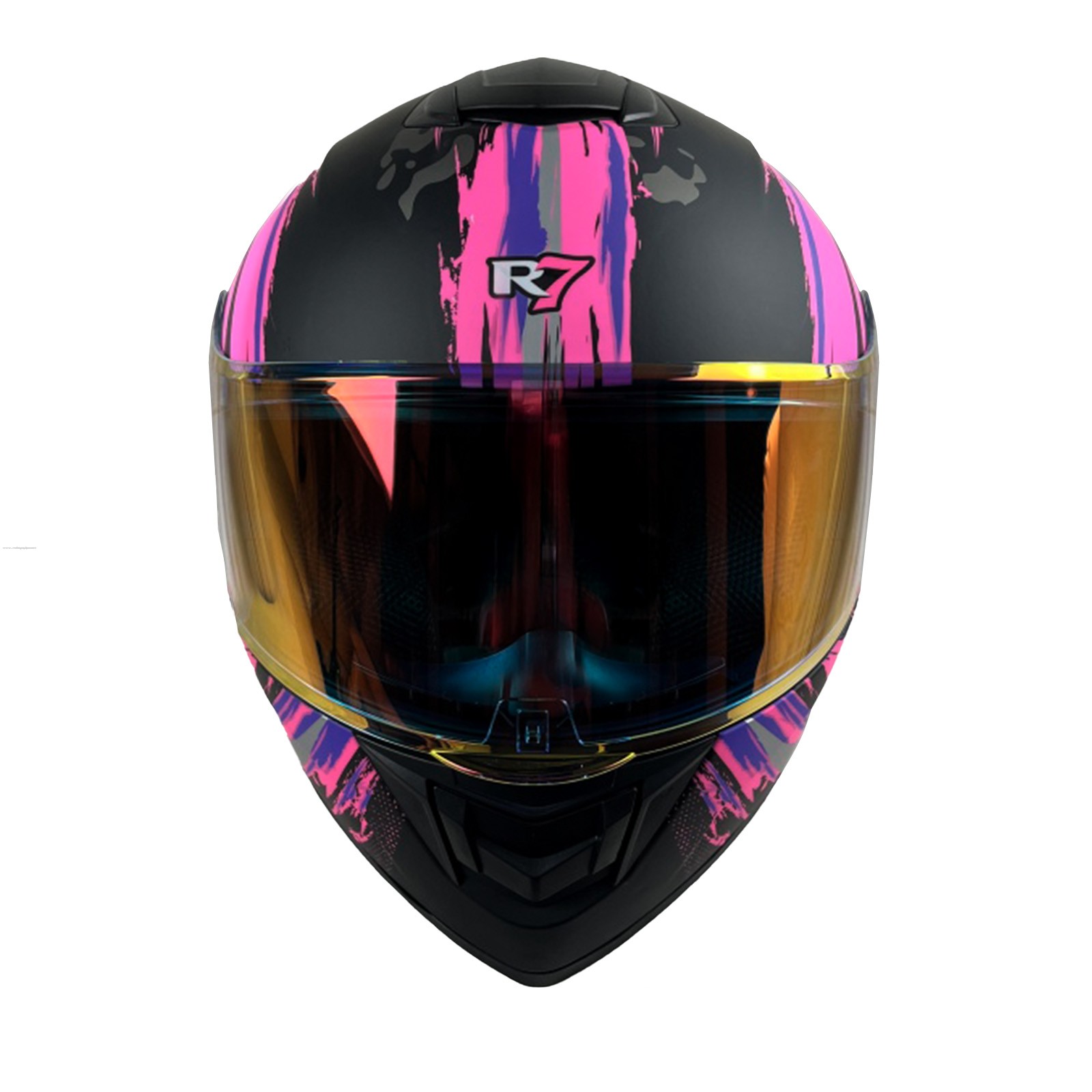 Casco Abatible R7 RACING Alfa con Led Doble Mica Dot Rosa / Morado Mate (MICA Premium Night VISION)