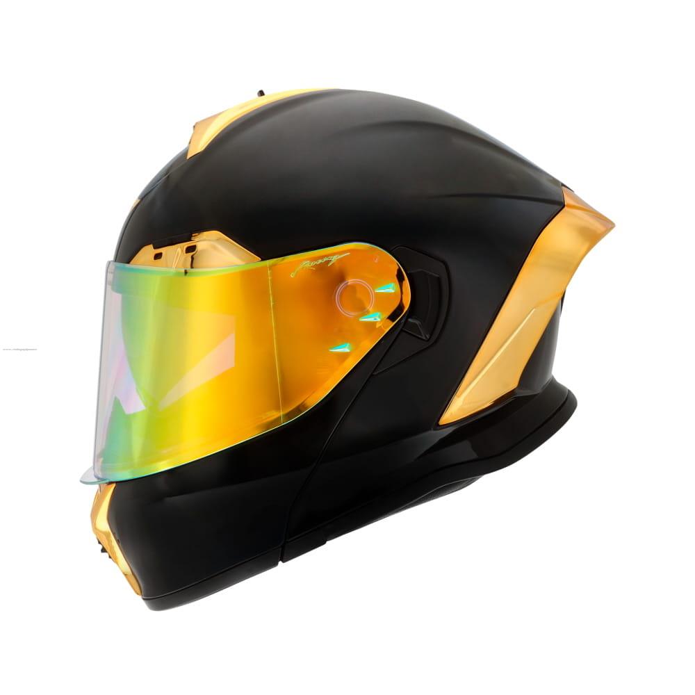 Casco Abatible R7 RACING Nova Doble Mica Dot M Negro Mica Dorada