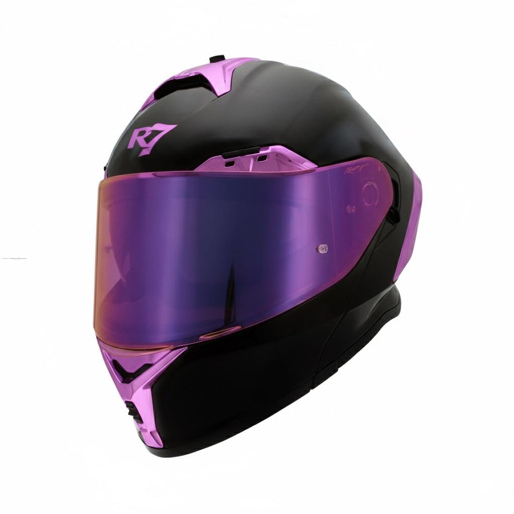 Casco Abatible R7 RACING Nova Doble Mica Dot L Negro Mica Morada