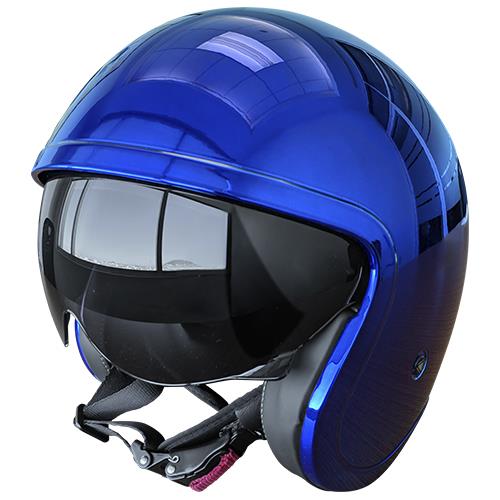 Casco Abierto LS2 Spitfire Solid XL AZUL/CROMO OF599