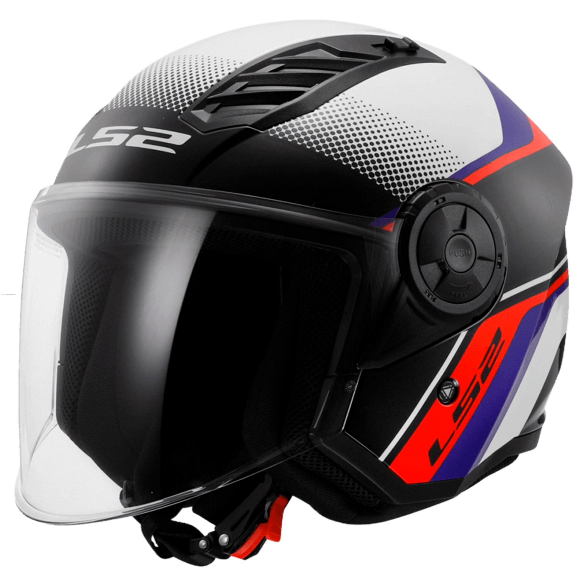 Casco Abierto LS2 Airflow II S Rush S BCO/AZL/ROJ OF616