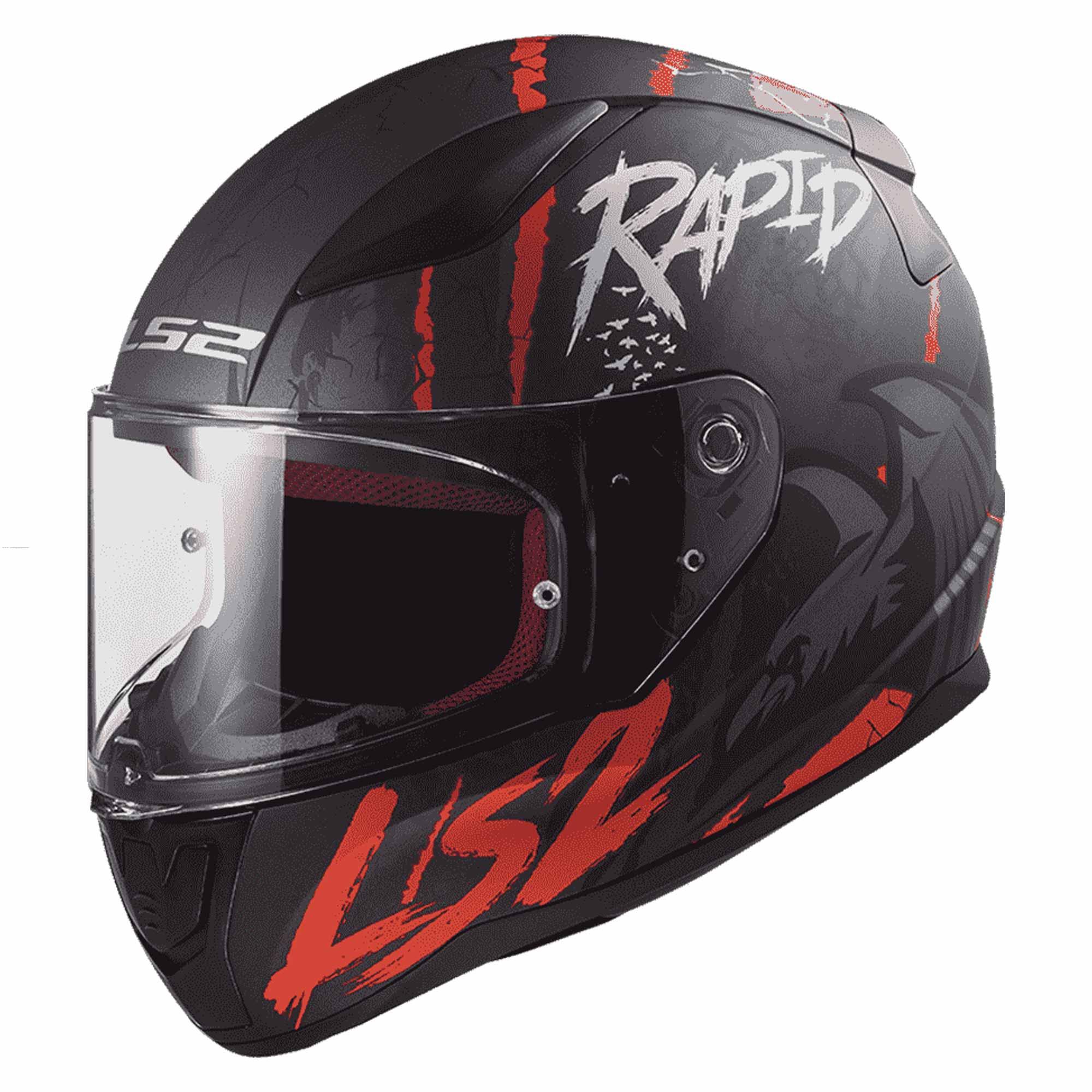 Casco Cerrado LS2 Raven L NGO/BCO/ROJ/MATE FF353