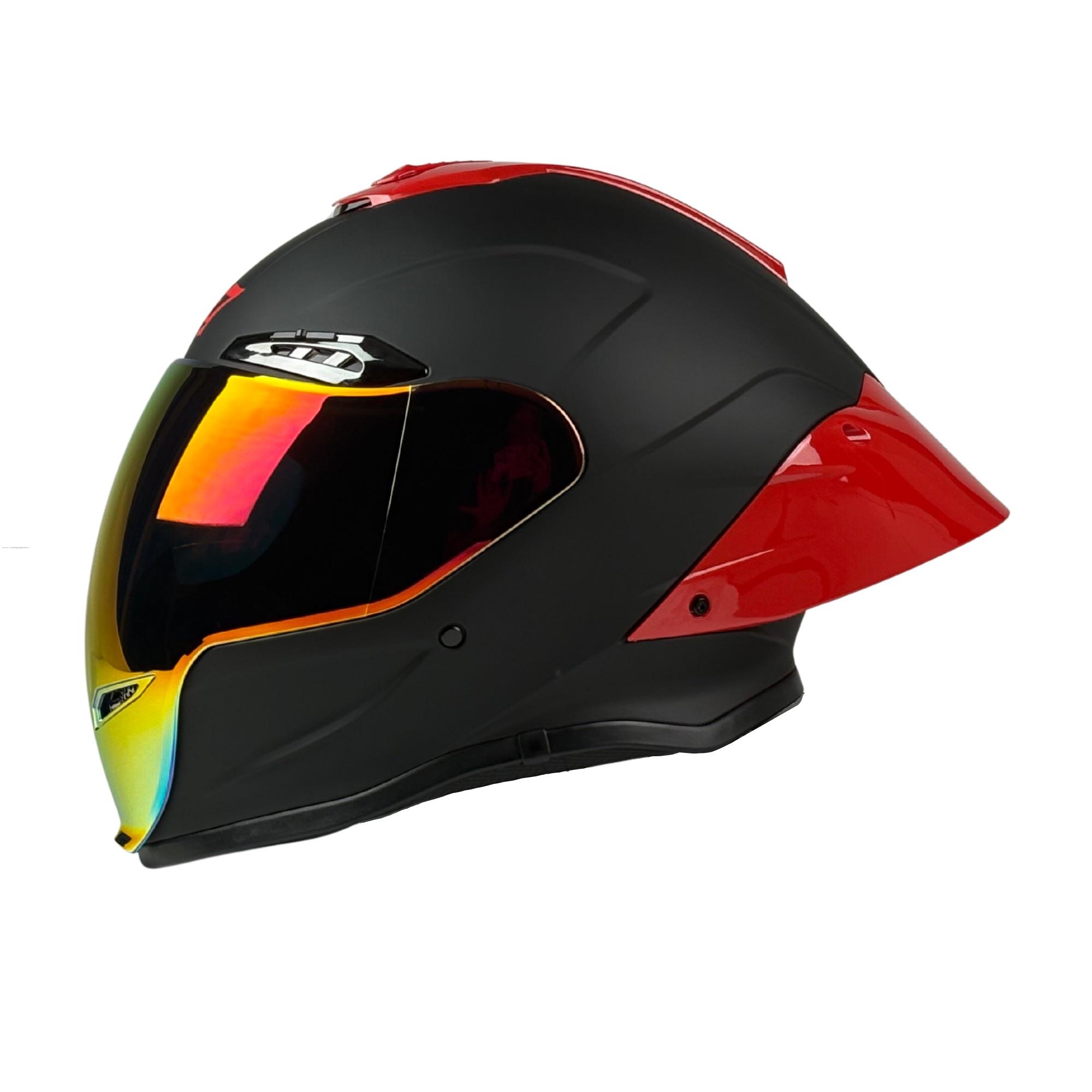 Casco Cerrado R7 RACING Arrow S Negro Mate Mica y Big Spoiler Rojo