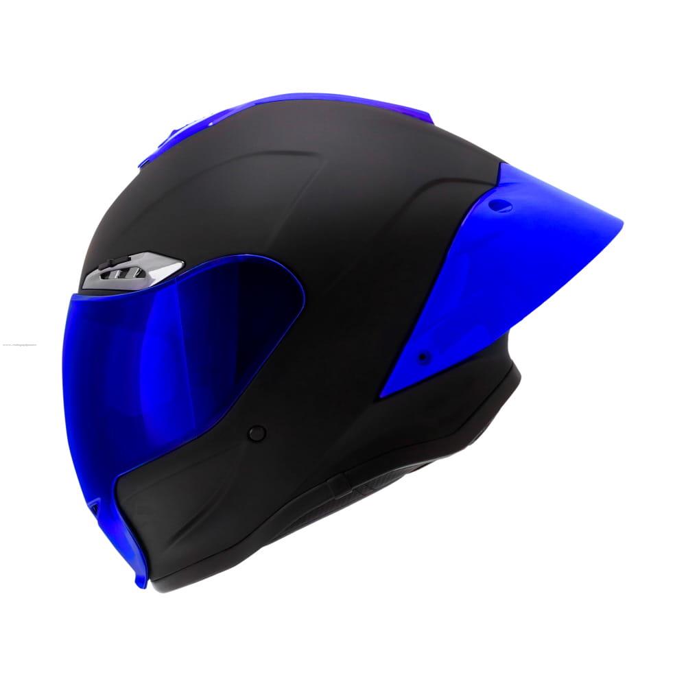 Casco Cerrado R7 RACING Arrow M Negro Mate Mica y Big Spoiler Azul