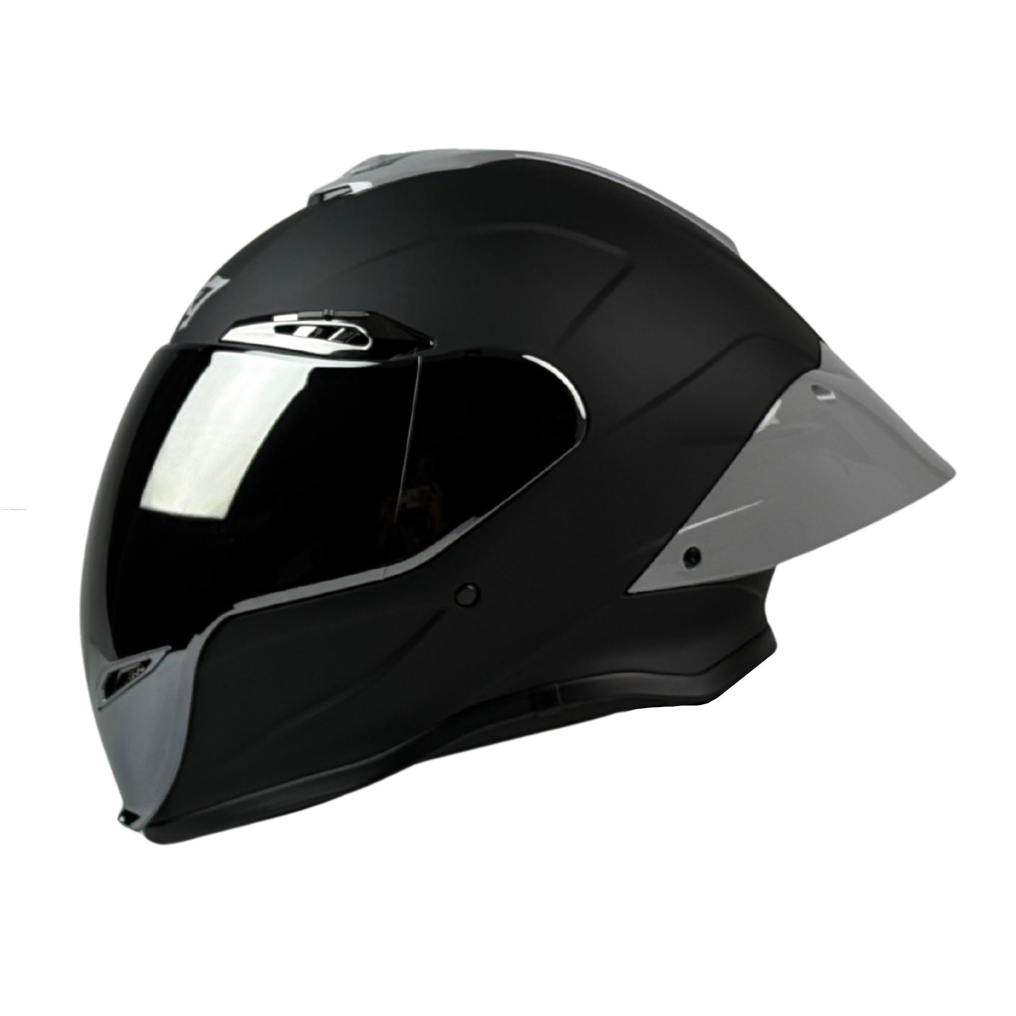 Casco Cerrado R7 RACING Arrow S Negro Mate Mica y Big Spoiler Plata