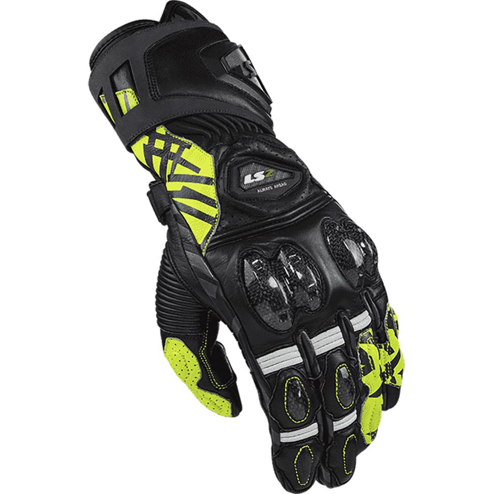 Guantes Vel LS2 Feng Racing L NGO/AMA Fluo Piel