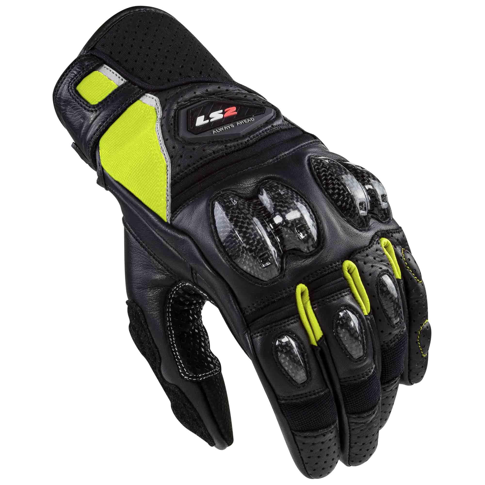 Guantes Vel LS2 Spark 2 M NGO/AMA Fluo Piel