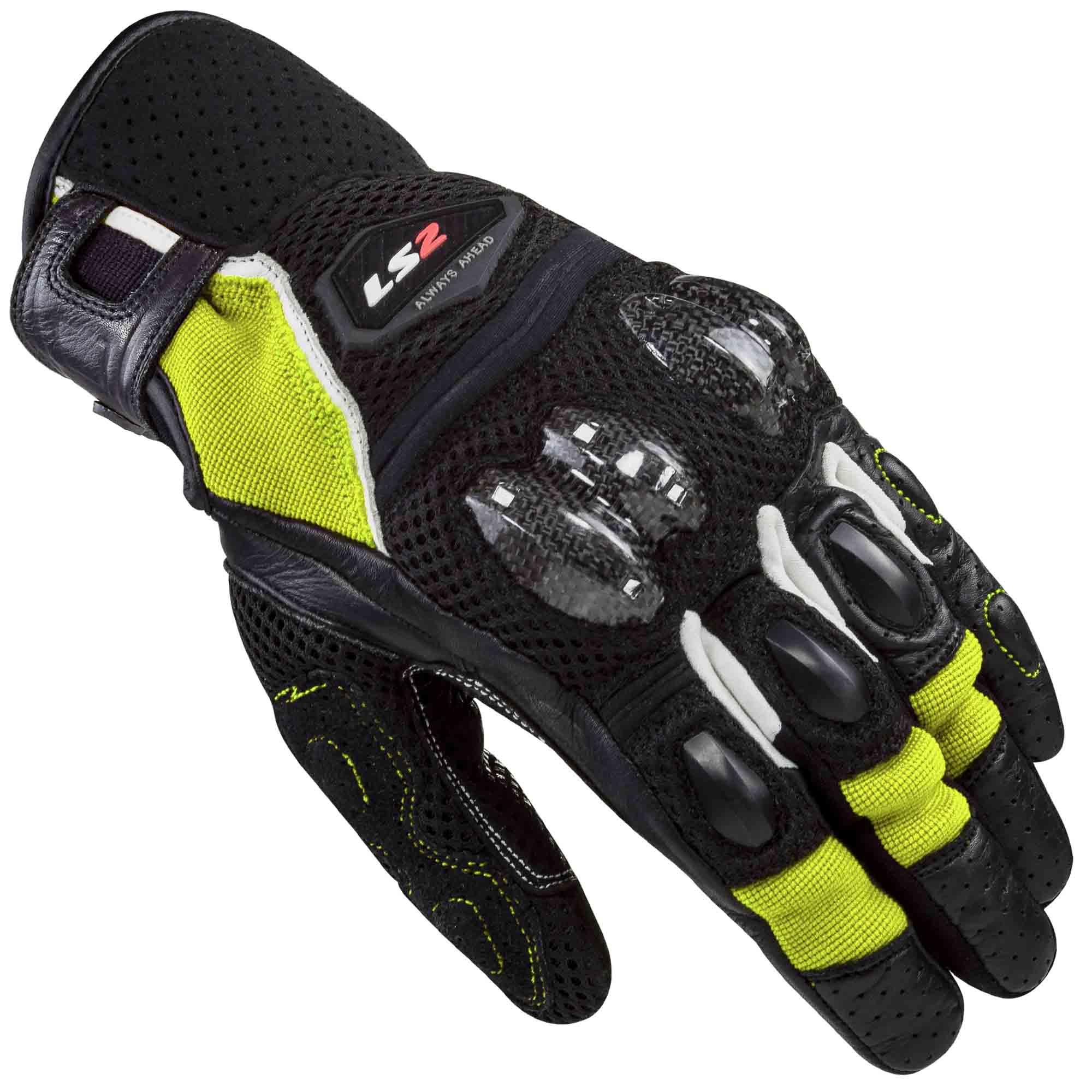Guantes Vel LS2 Spark 2 Air XL NGO/AMA Fluo Piel
