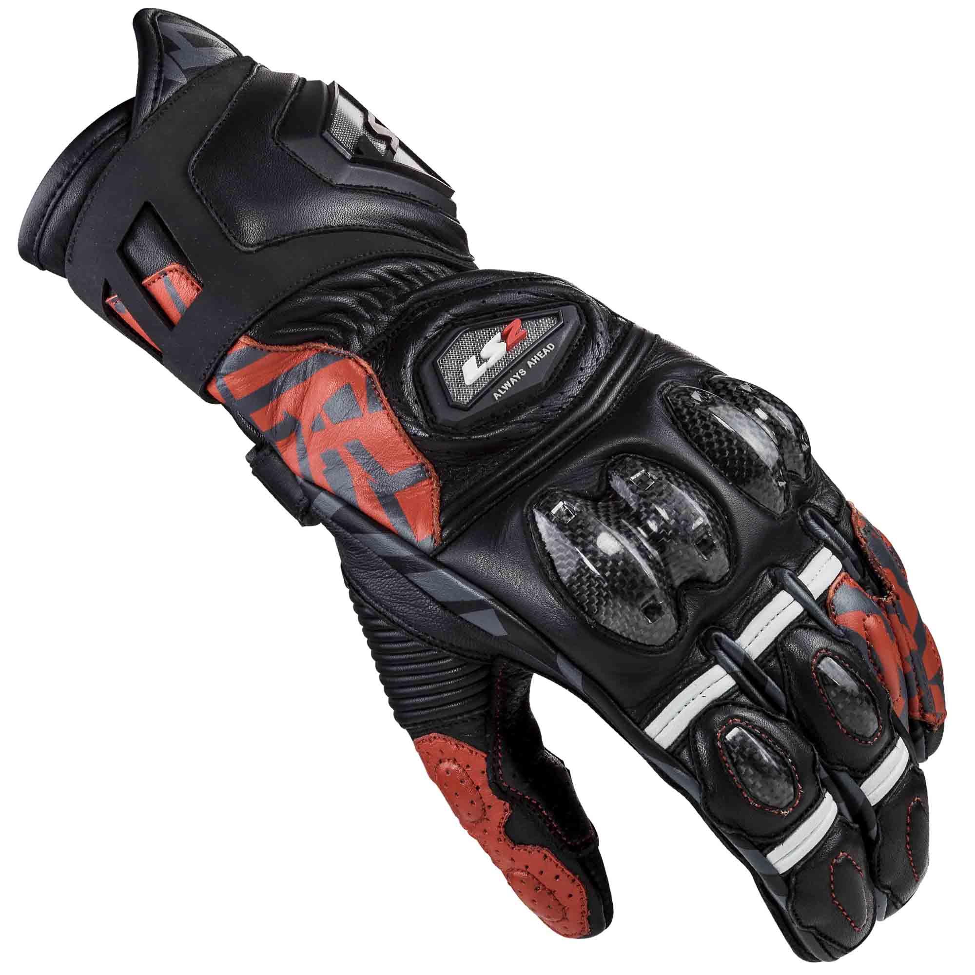 Guantes Vel LS2 Feng Racing XXL NGO/ROJ Textil