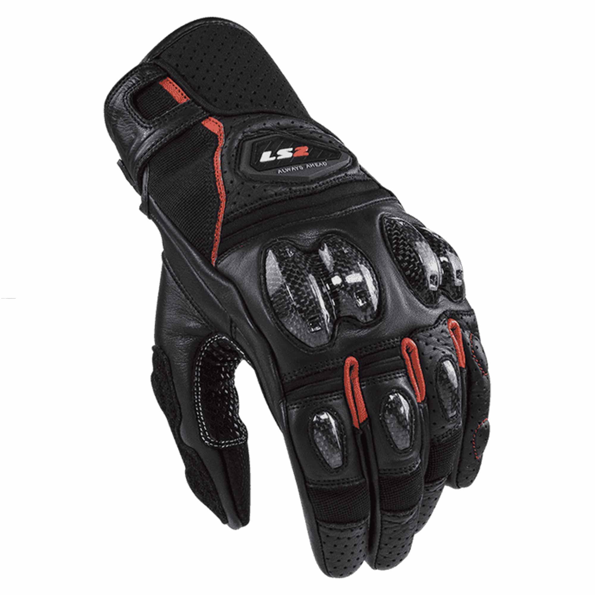 Guantes Vel LS2 Spark 2 XXL NGO/ROJ Piel