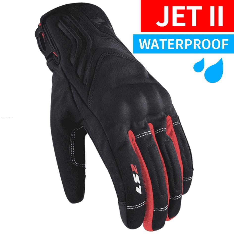 Guantes Vel LS2 Jet 2 L NGO/ROJ Textil
