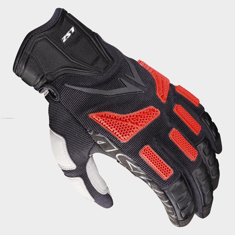 Guantes Vel LS2 Ravin L NGO/ROJ Textil