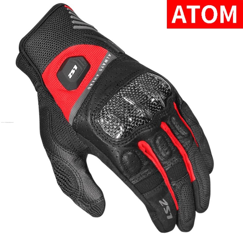 Guantes Vel LS2 Atom L NGO/ROJ Textil