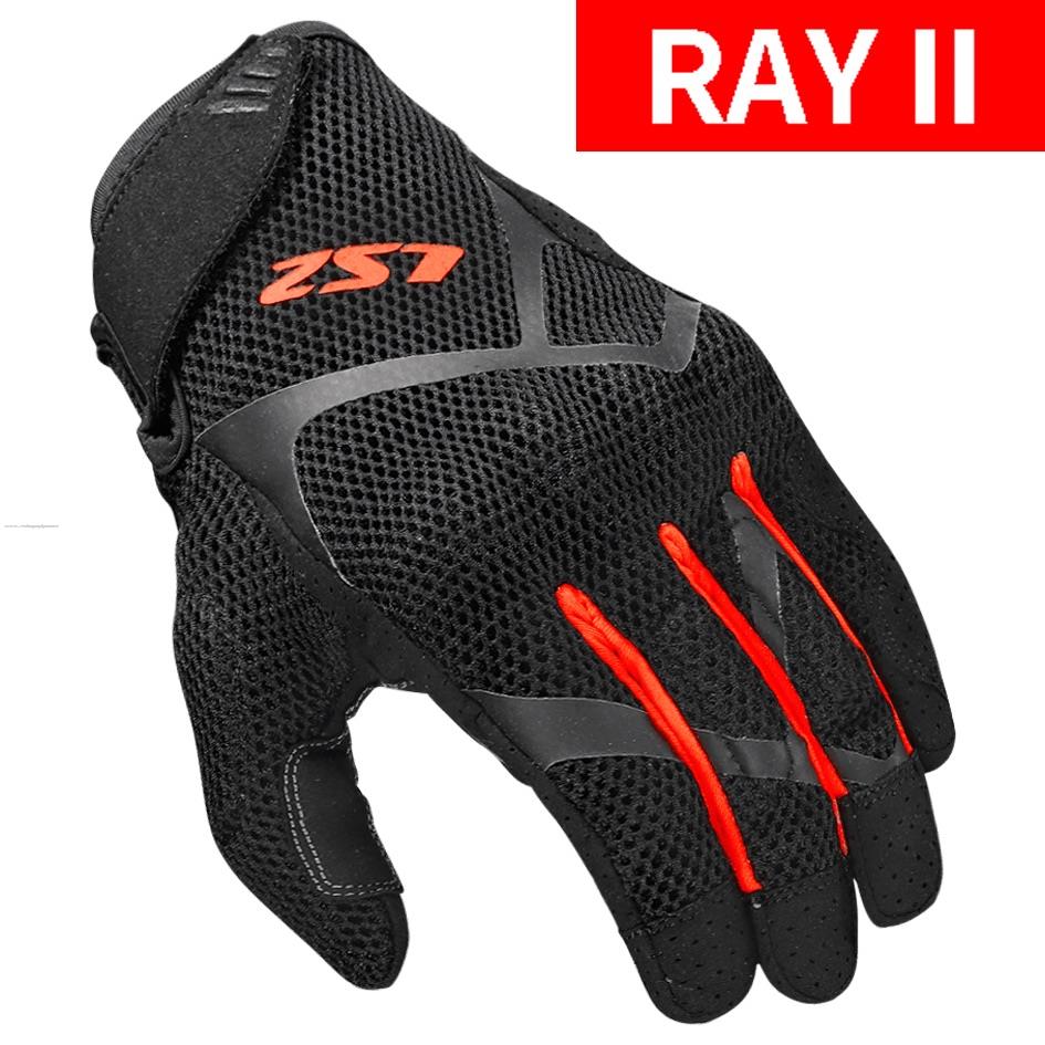 Guantes Vel LS2 Ray II L NGO/ROJ Textil