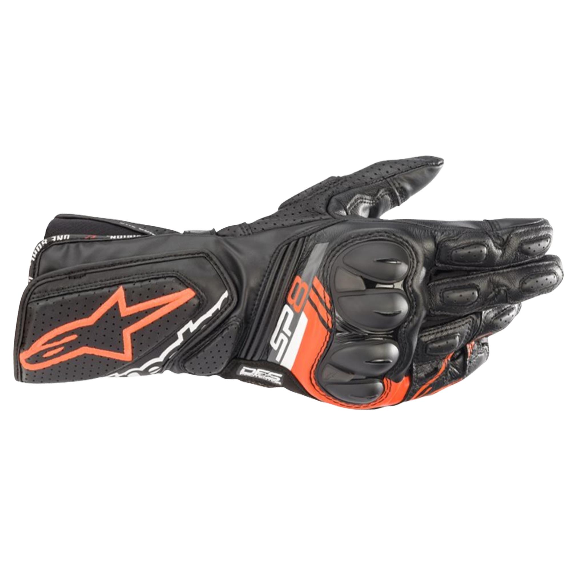 Guantes de Piel SP-8 V3 NGO/ROJ Fluo S · Alpinestars