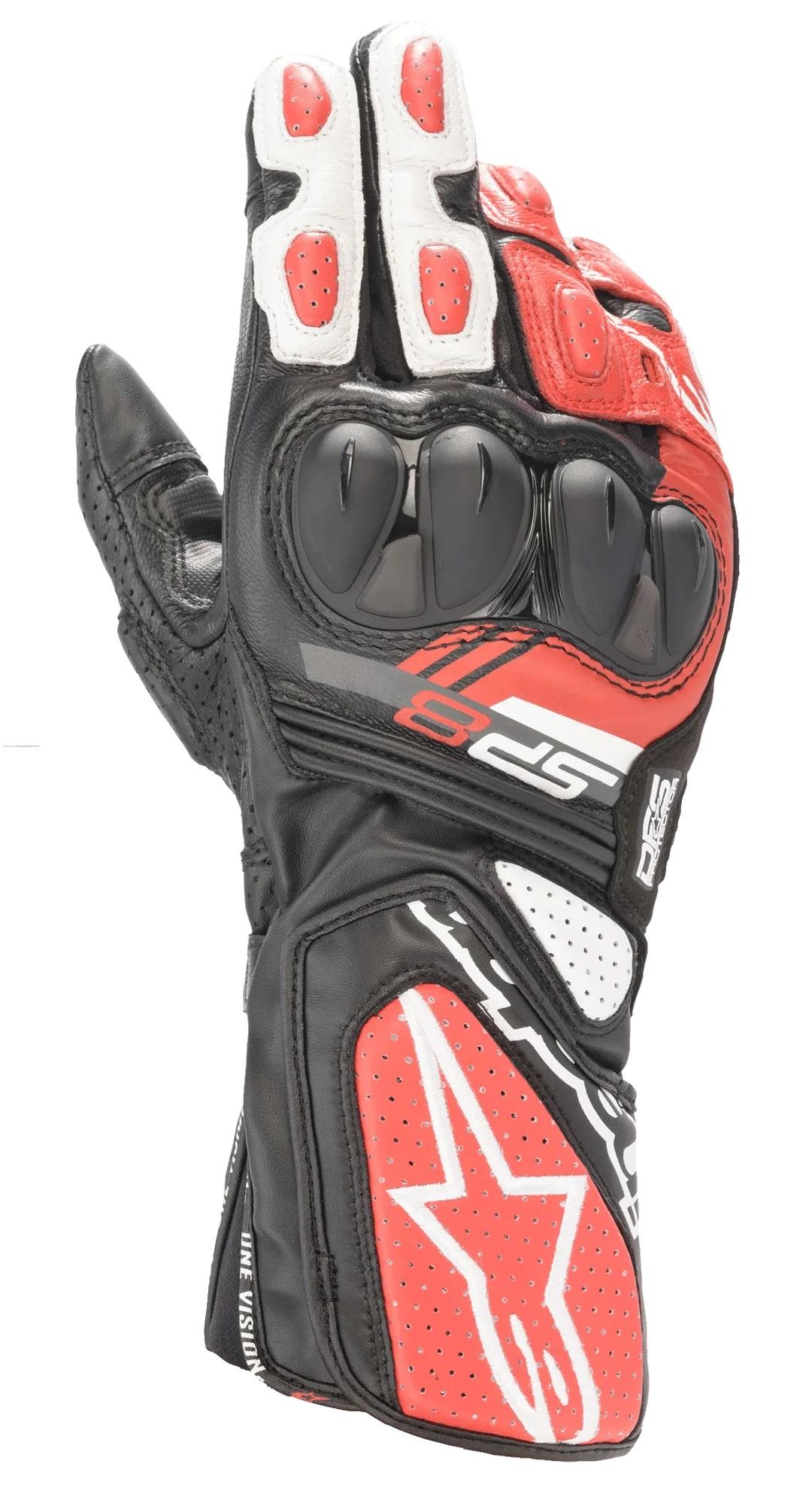 Guantes TEXTIL/PIEL SP-8 V3 NGO/BCO/ROJ XXL · Alpinestars