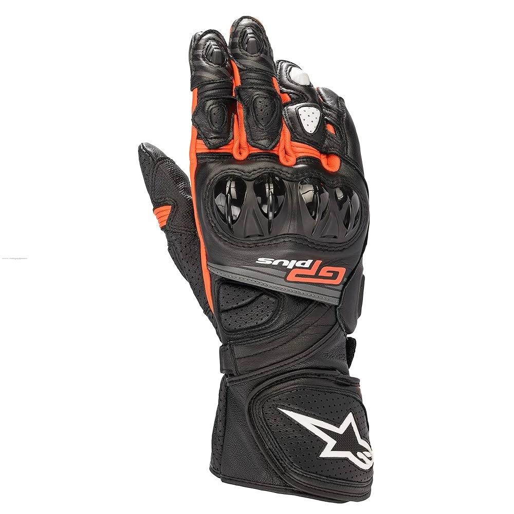 Guantes de Piel GP Plus R V2 NGO/ROJ Fluo XXL · Alpinestars
